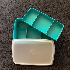 Vintage Tupperware Tuppercraft Stow N Go Divided Green Container